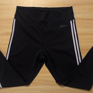 Adidas Black Leggings with White Stripes